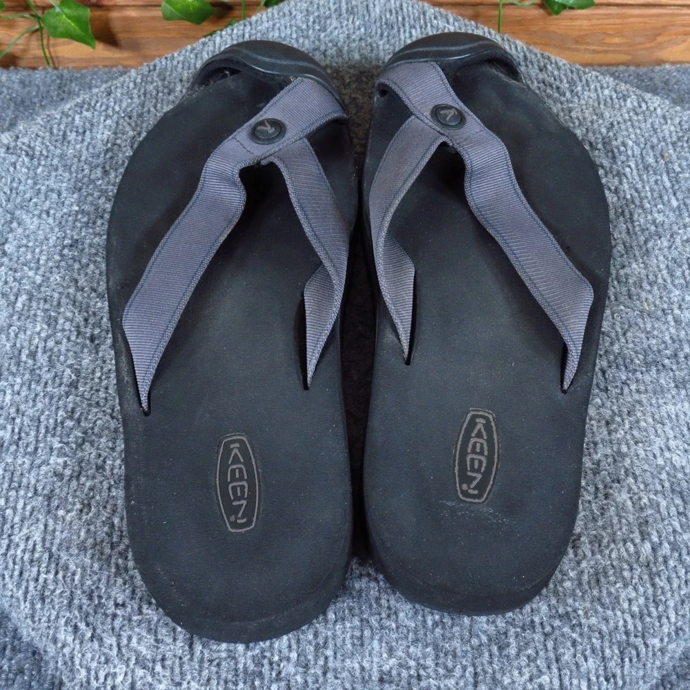 KEEN Barbados TG Mens Flip Flop Sandals Size 9.5 Outdoor Comfort Black Gray